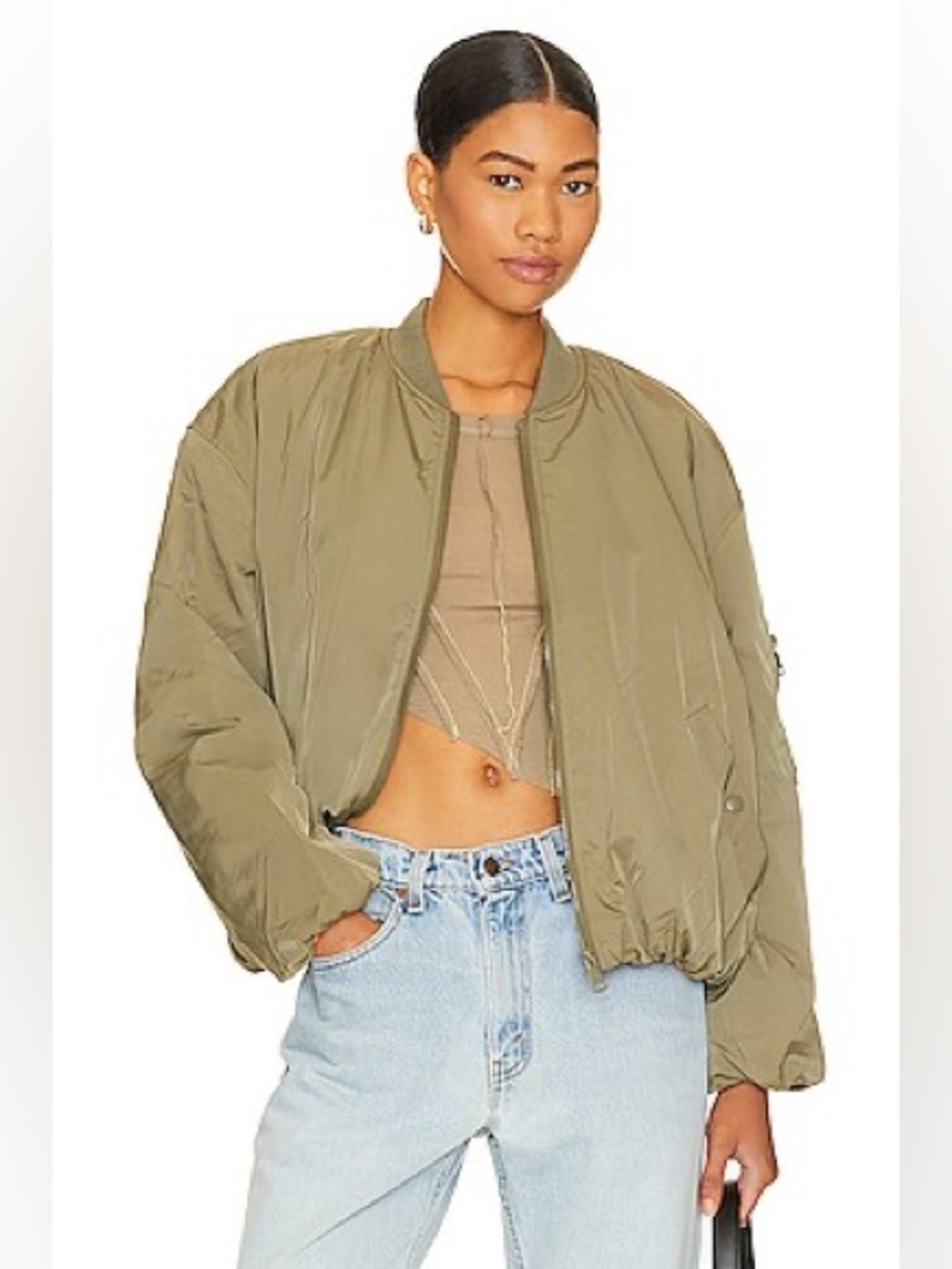 STEVE MADDEN Vida Bomber Jacket in Deep Lichen Green